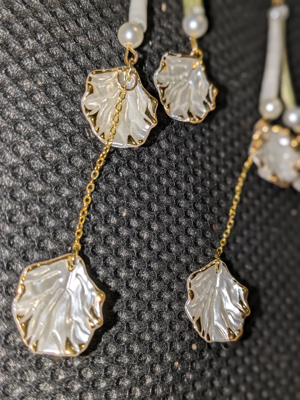 Indigenous Created Elegant Floral Dentalium Shell Statement Earrings - Picture 3 of 11